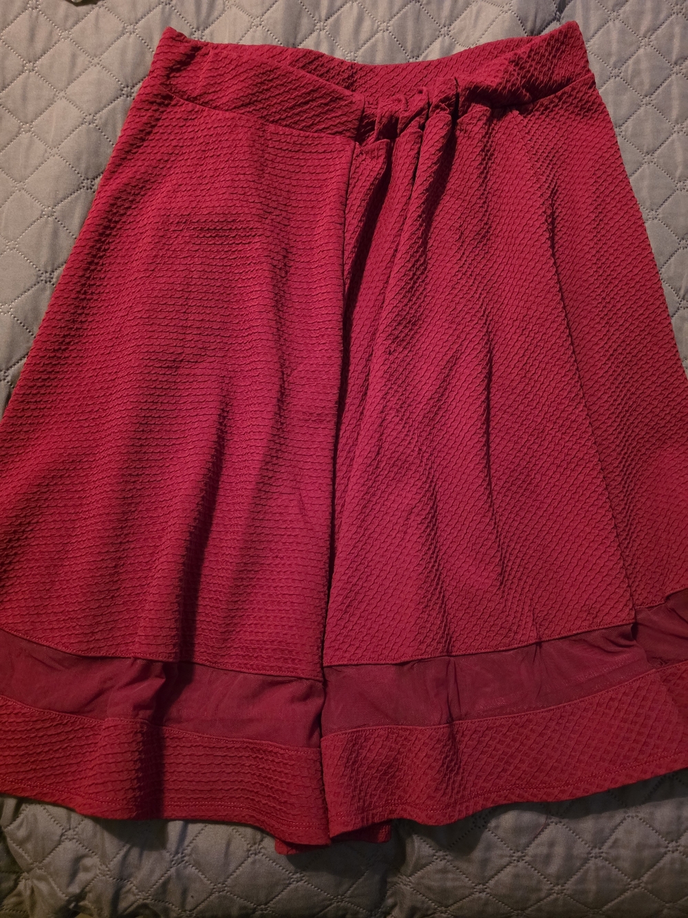Women's Red Textured A-Line Skirt
